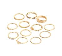 AMSLSIU 12 Piezas Conjunto De Anillos De Dedo Conjuntos Moda Para Mujer Cantidad Asequible Idea Regalo Más Encantador Hueco Dedo Conjunto Vintage