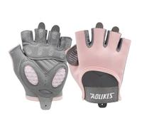AMSLSIU 2 uds Guantes de Fitness mancuerna Ajustable Transpirable Medio Dedo Guante Absorbente Sudor Ciclismo Mitones Levantamiento de Pesas, Rosa, Metro
