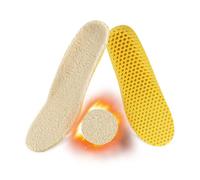 AMSLSIU 2 unids/set plantillas gruesas y cálidas diseñadas para máxima calidez y comodidad plantillas de lana de imitación de poliéster Unisex, amarillo, l