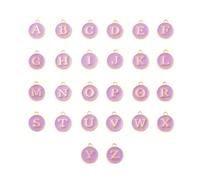 AMSLSIU 26 piezas de abalorios con letras iniciales, accesorios de joyería, colgante colgante hecho a mano, artesanal abalorios aleación doble cara, Violeta