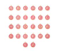 AMSLSIU 26 piezas de abalorios con letras iniciales, accesorios de joyería, colgante colgante hecho a mano, artesanal abalorios aleación doble cara, Vino rojo