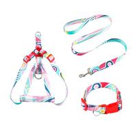 AMSLSIU 3 unids/set Collar para mascotas correa de aleación de Zinc ajustable grande al aire libre caminar moda arnés Animal regalos personalizados, Rosado, 2.5x120 cm, XL