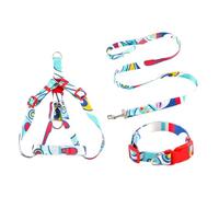 AMSLSIU 3 unids/set Collar para mascotas correa de aleación de Zinc ajustable grande al aire libre caminar moda arnés Animal regalos personalizados, Azul, 2x120cm, Largo