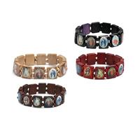 AMSLSIU 4 piezas de pulseras de Para madera, brazalete elástico, cadena robusta elástica, imágenes surtidas, diseño único, apariencia exquisita