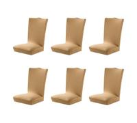 AMSLSIU 6 unids/set fundas para sillas sillas de elasticidad y superficie lisa con estilo funda de asiento silla elástica poliéster fácil cuidar, Bronceado suave