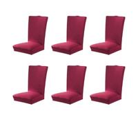AMSLSIU 6 unids/set fundas para sillas sillas de elasticidad y superficie lisa con estilo funda de asiento silla elástica poliéster fácil cuidar, Vino rojo
