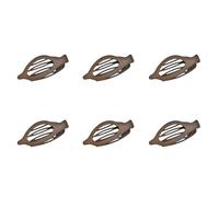 AMSLSIU 6 unids/set garras de pelo grueso antideslizante plano francés garras Clip 6 piezas con resorte de elasticidad para abrir, marrón, 12.4 * 3.4*.7 CM