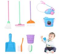 AMSLSIU 9 unids/Set Mini fregona Escoba Juguetes Lindo aspiradora Limpieza Barrido Muebles Herramientas Kit niños niñas Chico Juguete para Regalo muñeca