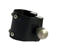 AMSLSIU Abrazadera de boquilla de saxofón profesional, construcción robusta y duradera, metal y cuero sintético, diseñada para un prolongado, fácil instalar.
