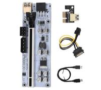 AMSLSIU Adaptador PCI-E 1x a 16x, Placa de expansión, 8 condensadores, Puerto de alimentación 6 Pines, Extensor PCI-, Accesorios computadora para minería, Negro