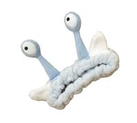 AMSLSIU Adorable Diadema con orejas de ojos de caracol Ligera y práctica Diadema felpa con orejas ojos caracol felpa con cara, azul claro