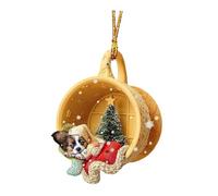 AMSLSIU Adornos Colgantes de Perro navideños para una Temporada Alegre y Divertida. de Perro navideña Brillante Que también se Puede Colgar en el árbol de