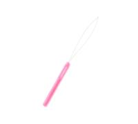 AMSLSIU Aguja para tirar de bucle de cuentas, enhebrador extensión con mango plástico para el pelo, anillo alambre acero inoxidable para tejer, aguja para coser, Rosado