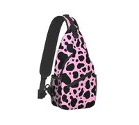 AMSLSIU Almacenamiento y división de múltiples compartimentos para senderismo al aire libre Mochila Poliéster Changchun Flower Crossbody Bag, manchas negras rosadas