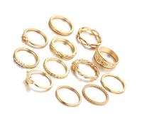 AMSLSIU Anillo de aleación de 12 piezas, anillos compromiso elegantes portátiles reutilizables para mujeres, joyería viaje, regalos cumpleaños y Navidad