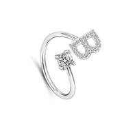 AMSLSIU Anillos abiertos con letras románticas para mujer, Color plateado a la moda, joyería ajustable para fiesta, regalo, bandas de boda de aleación para parejas, Tipo12