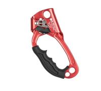 AMSLSIU Ascensor de Escalada en Roca Manual para Exteriores con Agujeros para Colgar, Equipo de Rappel, montañismo, Abrazadera Cuerda 8-12mm, Trabajo, Rojo Izquierdo