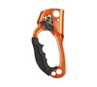 AMSLSIU Ascensor de Escalada en Roca Manual para Exteriores con Agujeros para Colgar, Equipo de Rappel, montañismo, Abrazadera Cuerda 8-12mm, Trabajo, Naranja Izquierda