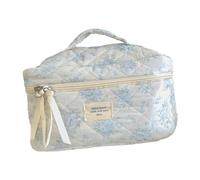 AMSLSIU Bolsa organizadora de artículos de Aseo Acolchada para Mujer. Su Exquisito Estampado Floral añade Estilo a tu organización de Belleza y Viajes, Azul, 25x16x15.5cm