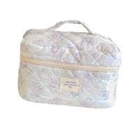 AMSLSIU Bolsa organizadora de artículos de Aseo Acolchada para Mujer. Su Exquisito Estampado Floral añade Estilo a tu organización de Belleza y Viajes, Rosa, 25x16x15.5cm