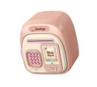 AMSLSIU Bonita Hucha práctica para niños con contraseña, Gran Capacidad y construcción Duradera, Caja de ahorros para niños, Caja de Gran Capacidad, Tarro ahorros, Rosa, 16.8 x 12.7 x 19 cm