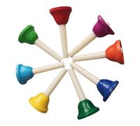 AMSLSIU Campanas diatónicas de metal de colores para fiestas navideñas, instrumento musical 8 notas para niños que aprenden música. Juego campanas mano 8 notas.