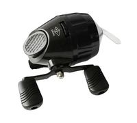 AMSLSIU Carrete de Pesca Cerrado de Velocidad con botón pulsador fácil de Usar con Cuerpo Duradero Pesca en Agua Dulce y Salada Mango El Carrete de botón, Mango Doble Negro, Largo x Alto: 90x70mm