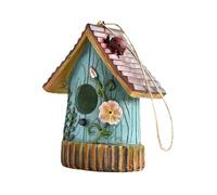 AMSLSIU Casa de pájaros rústica para añadir a Espacios Exteriores. Una Experiencia de Refugio para pájaros Hermosa y Funcional. Casa Colgante para Exteriores, Azul