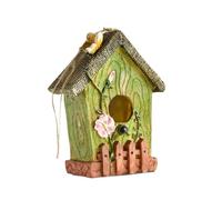 AMSLSIU Casa de pájaros rústica para añadir a Espacios Exteriores. Una Experiencia de Refugio para pájaros Hermosa y Funcional. Casa Colgante para Exteriores, Verde