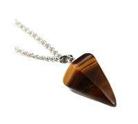 AMSLSIU Collar de cadena para hombres y mujeres, péndulo curativo Universal que combina y se ajusta, collar de péndulo curativo con piedra Natural, marrón