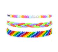 AMSLSIU de hebras trenzadas Multicolor de 3 uds., cuerda resistente al desgaste, cuerdas amistad tejidas doble cara, brazalete buena elasticidad, Verde rojo