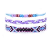 AMSLSIU de hebras trenzadas Multicolor de 3 uds., cuerda resistente al desgaste, cuerdas amistad tejidas doble cara, brazalete buena elasticidad, Azul púrpura
