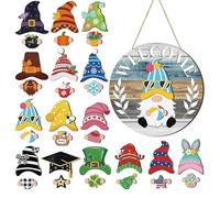 AMSLSIU Decoración de Bienvenida de gnomo navideño, Sombreros magnéticos, 30 Logotipos, portátil, Hermoso Letrero de Bienvenida de gnomo Intercambiable, Tipo+2