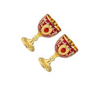 AMSLSIU Decoración del hogar, regalos de fiesta, regalos de cumpleaños, vaso de vino vintage europeo hecho a mano, copa de vino clásica, regalo único, rojo dorado, 4.3 x 7 cm