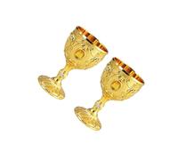 AMSLSIU Decoración del hogar, regalos de fiesta, regalos de cumpleaños, vaso de vino vintage europeo hecho a mano, copa de vino clásica, regalo único, amarillo oro, 4.3 x 7 cm