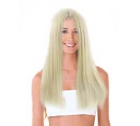 AMSLSIU Diadema de peluca para mujer, Cosplay largo y, cabello falso usable, decoración de moda separación media, postizo Artificial