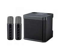 AMSLSIU Double MAI Joy Sings To Start Life - K Sing Machine con 2 Micrófonos Inalámbricos Plástico con Batería con Accesorio, Negro