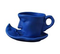 AMSLSIU Encantador juego de tazas de café con platillo. Su forma irregular única ofrece un regalo excepcional para amigos y amantes del café. Kits de tazas, azul, 0.8 x 3.9 cm