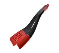 AMSLSIU Espátula de silicona para panqueques, huevos fritos, pinzas y volteadores, esenciales para una cocina magistral, espátula y pinzas para tortillas, negro rojo, 34 x 7.5 cm