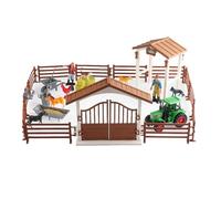 AMSLSIU Establo de Caballos, Juego de Figuras, Granero, Juguete Que fomenta el Juego imaginativo y enseña sobre el Cuidado de los Animales, Tractor de, Estilo A