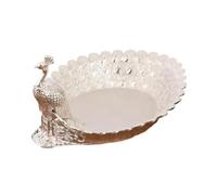 AMSLSIU Exquisito frutero con motivo decorativo de pavo real que muestra una deliciosa variedad de frutas y realza la decoración de la de fruta para, plata, 22 x 16.5 x 11 cm