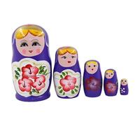 AMSLSIU Juego de 5 piezas de muñecas anidadas rusas, decoración Para madera pintada a mano, muñecas, juguetes decorativos para el hogar, dormitorio y oficina, Violeta
