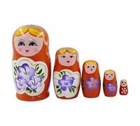 AMSLSIU Juego de 5 piezas de muñecas anidadas rusas, decoración Para madera pintada a mano, muñecas para niños, suministros decorativos juguete para el hogar y la sala estar, Naranja