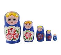 AMSLSIU Juego de 5 piezas de muñecas anidadas rusas, decoración Para madera pintada a mano, muñecas para niños, suministros decorativos juguete para el hogar y la sala estar, Azul