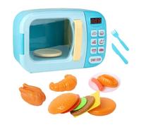 AMSLSIU Juego de Cocina Interactivo con Comida Falsa para bebés, minicocina de Juguete para microondas, Experiencia Realista. Juego de Cocina Interactivo con , Azul , 13 Piezas