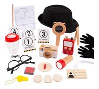 AMSLSIU Kit de ciencia STEM, lupa, cuaderno, fomenta la resolución de problemas con un disfraz detective y accesorios para niños, acampadas, senderismo, actividades al aire libre, conjuntos y blusas.