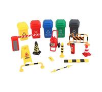 AMSLSIU Mini Bote de Basura con señal de Calle, Juego Educativo Divertido Mientras se aprenden Habilidades de clasificación de Basura Mediante Actividades , 17 Piezas , 15x13x8cm