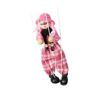 AMSLSIU Muñeco de marionetas de línea de tracción, marioneta de mano articulada de Para madera, juguete interactivo para hacer ejercicio, payaso, juguete artesanal, teatro escolar, Rosa
