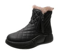 AMSLSIU Pies cómodos y cálidos con estas cálidas botas de invierno a media pantorrilla para mujer, adecuadas para practicar senderismo y mantenerse activas cuando hace frío, Negro, 38 yardas