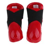 AMSLSIU Protector de pie Flexible para Zapatos de Karate y Taekwondo, Equipo PU, No es fácil deformar, Peso Ligero, sin Suela Ajustable, Rojo, S